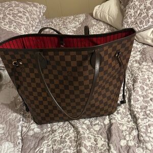 Brown Checkered Tote Bag